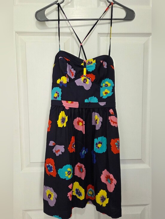 American Eagle Outfitters Dresses & Skirts - American Eagle Rainbow Poppy Floral Blue Mini Sundress with Pockets Size 2